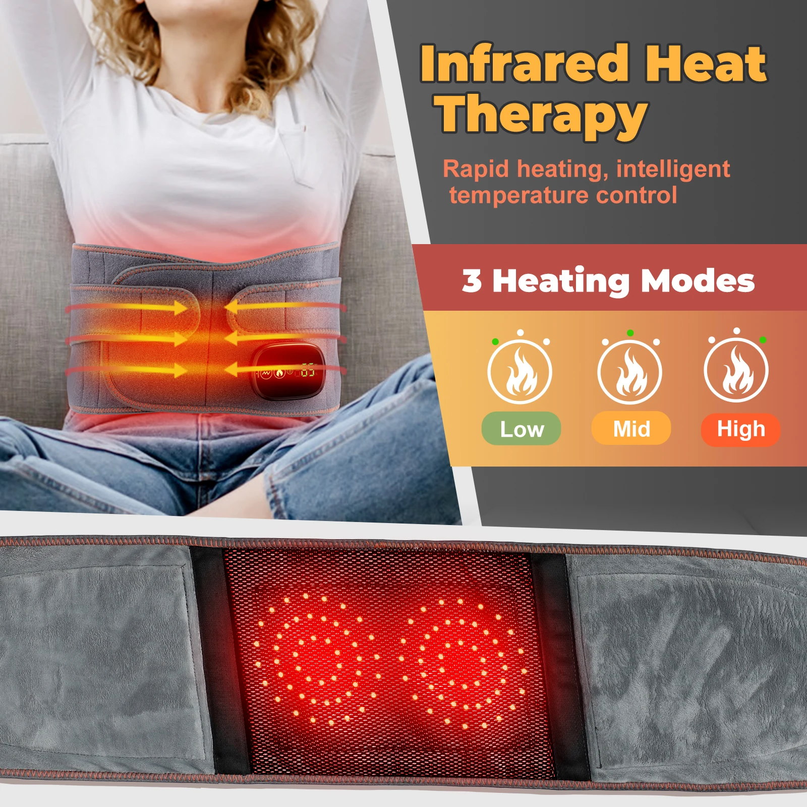 Description Picture 3 of itemElectric Cordless Heating Pad for Back Heated Waist Belt Wrap Household Sofa Thermal Sheet Winter Body Warmer Blankets for Cramp