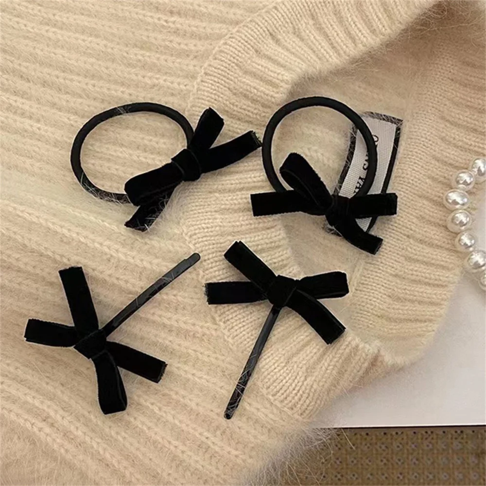 

1/2 шт. винтажный черный бархатный зажим для волос с бантом, повязка для волос, ретро боковой зажим, челка, зажим, резинка, резинка для волос, аксессуары для волос