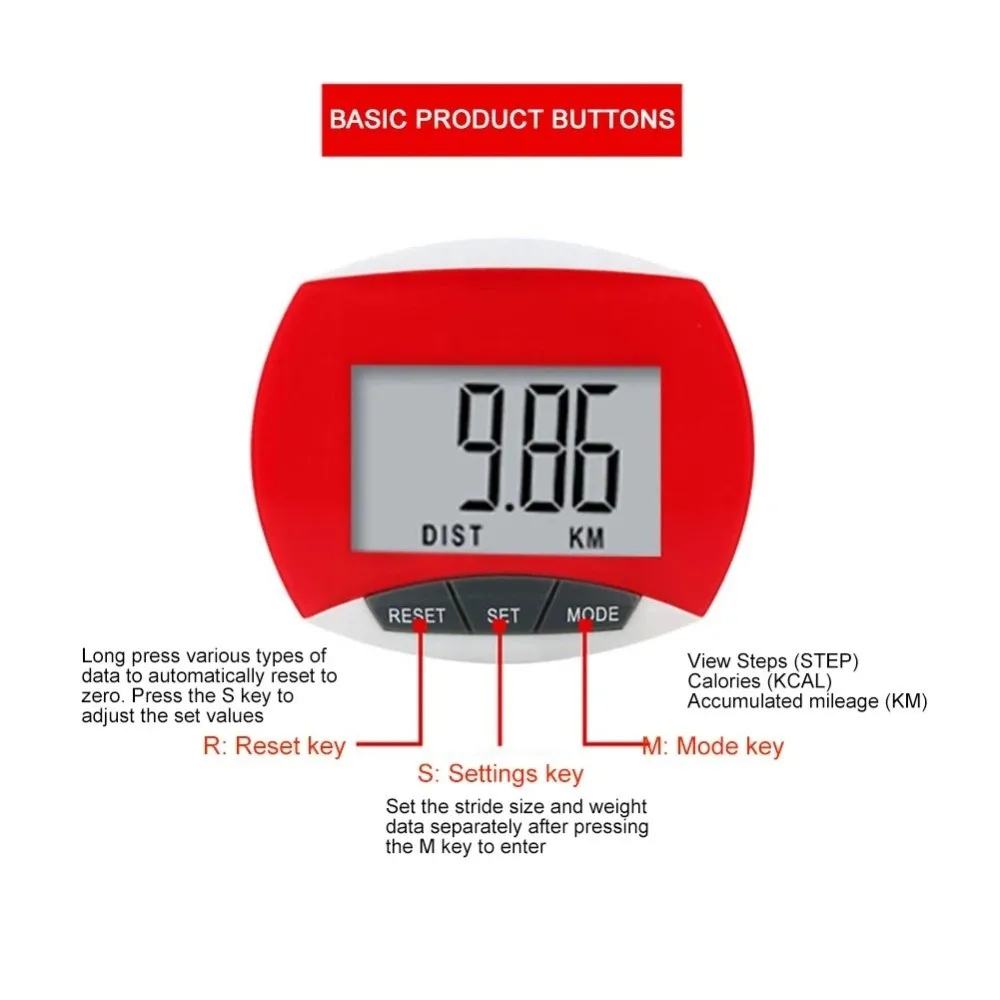 Advanced 3D Pedometer with LCD Display and Anti-Slip Portable Design for Walking and Outdoor Activities