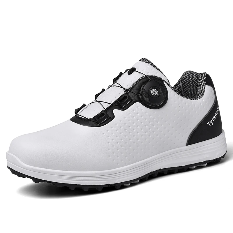 2023MenProfessionalGolfShoesWaterproofSpikesGolfSneakersWhite