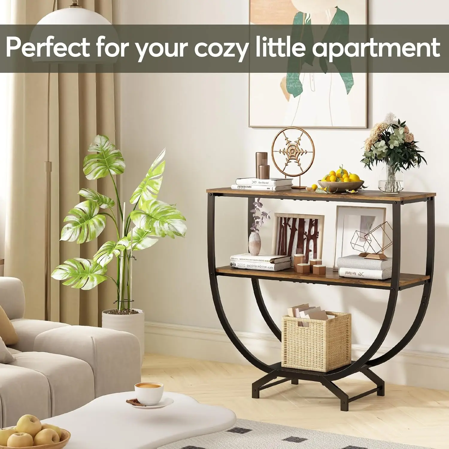 3-Tier Industrial Console Table 4