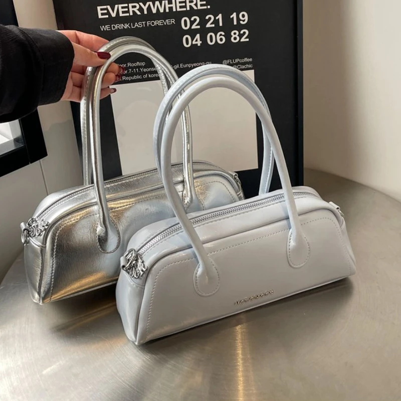 

Новая однотонная Модная молодежная женская сумка на плечо из искусственной кожи 2024 высококачественные Простые повседневные универсальные сумки на молнии для женщин