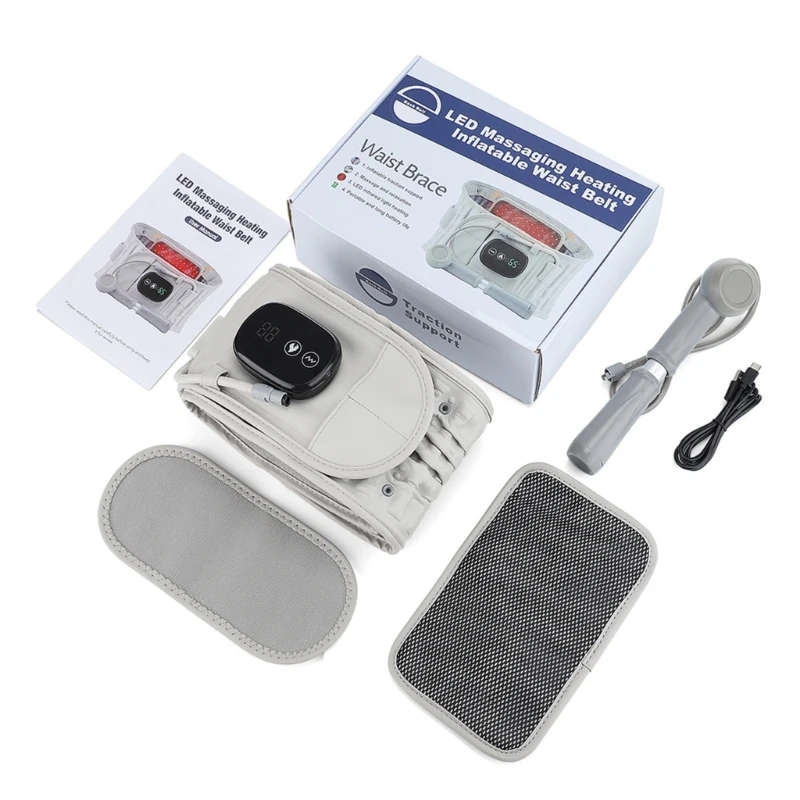 

Belt Massager with Heat Cordless Back Pain Relief Inflatable Electric Waist Massager Belt for Men Women Waist Brace Supp T21C