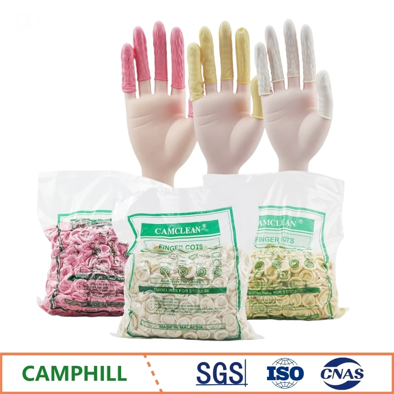 

Wholesale roll edge non-slip latex finger-cots Food industry, Electronics industry thickening disposable latex finger covers