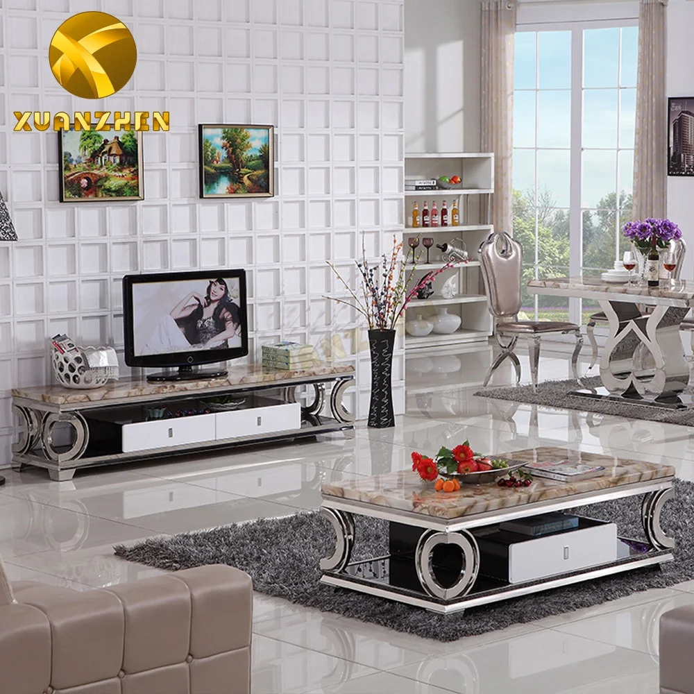 Living Room Furniture Sets New Model Stainless Steel Tv Stand Cabinet Luxury Tv Table Modern Stands With Drawer