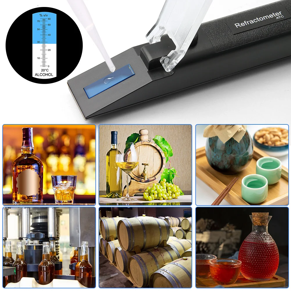 New Specialised 0-80% Alcohol Refractometer ATC Alcohol Content Tester Brew Mete