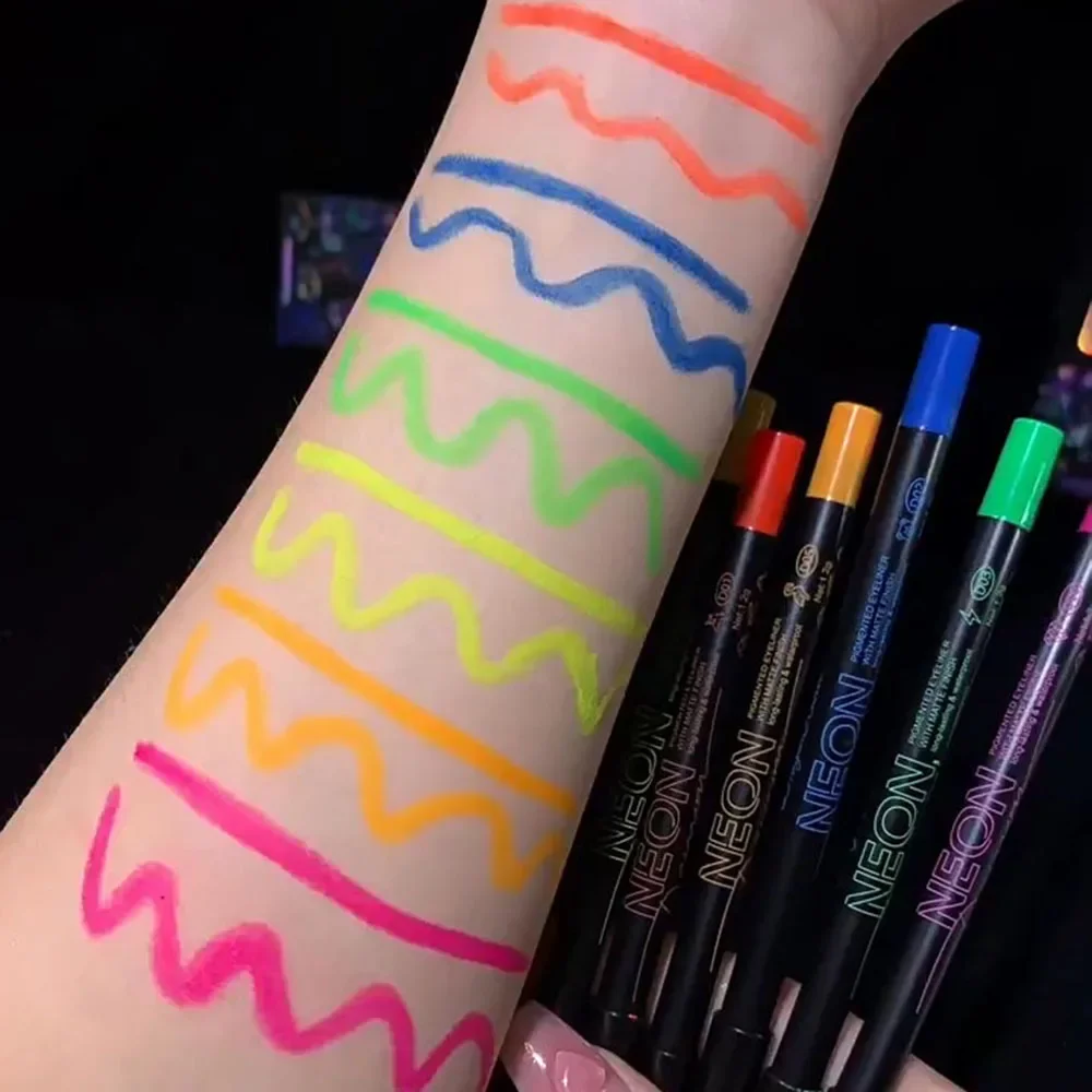 Fluorescent Eyeliner 6 Colors UV Waterproof and Sweat Resistant Eyeliner Gel Makeup Eyeshadow Stick Face Painting Pen Cosmetics Eyeliner pencils liquid eyeliner eyeliner pen eyeliner stamps powder eyeliner