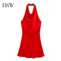 BSAY Satin Texture Dress for Women Fashion Summer New Sleeveless Backless Halter Neck Chic Female Evening Dresses Mujer - Image 6