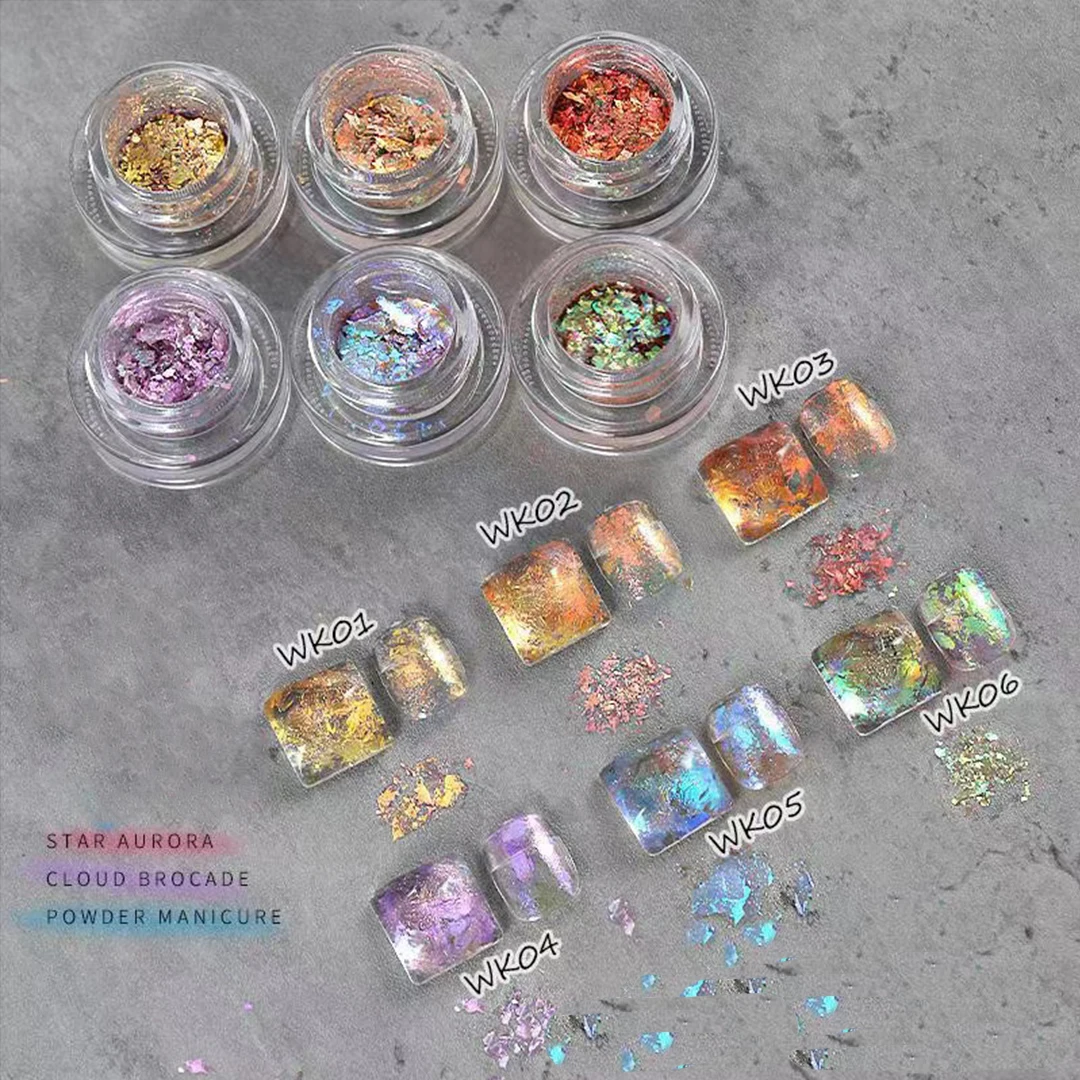 Reflective Glitter Opal Star Aurora Powder Solid Soft Light Powder Magic Chrome Sponge Stick Metallic Nails Decoration