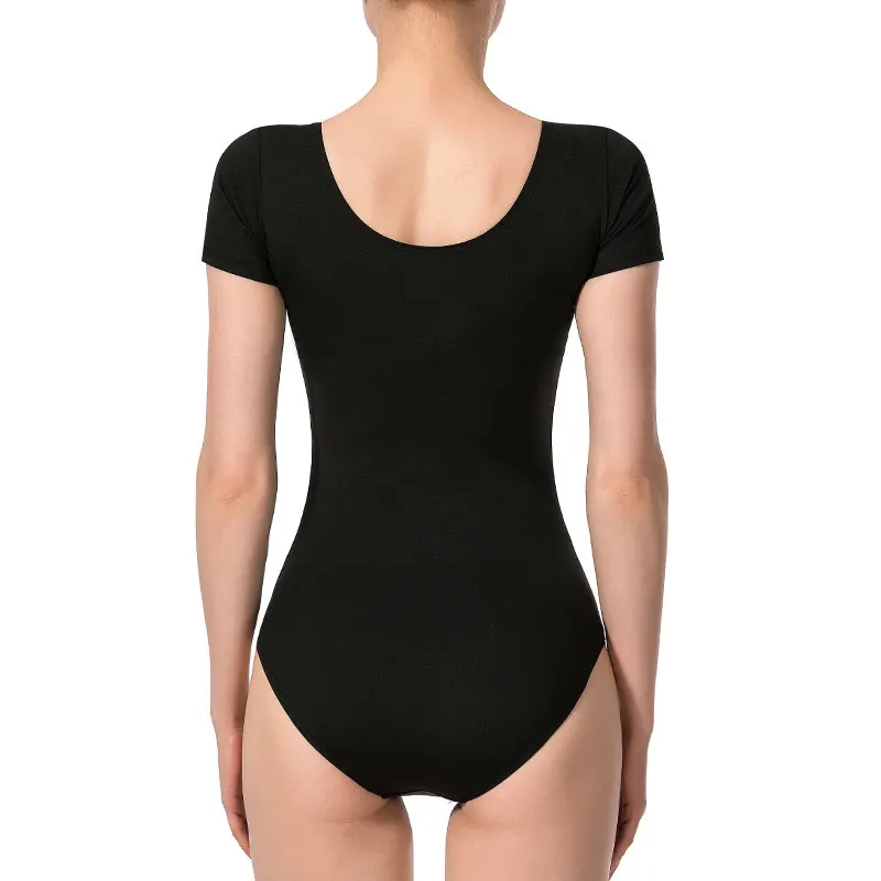 Damen Basic Classics Kurzarm-Ballett-Tanztrikots für Erwachsene, Team-Tanz-Gymnastikoberteile mit weichem und hautfreundlichem Oberteil – Detail 3