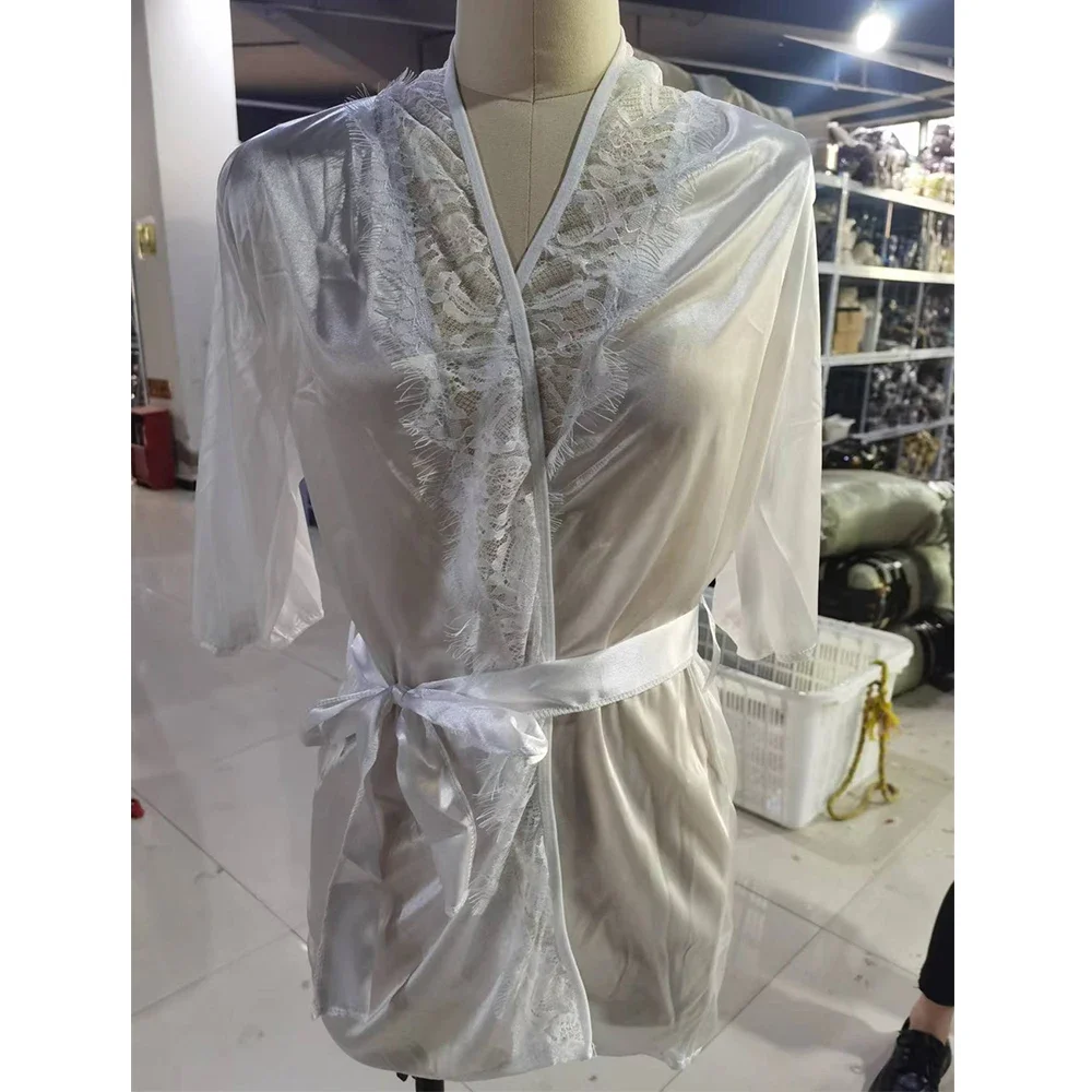 Solid Color Satin Robe Women Sexy Sleepwear Nightgown Lady Intimate Lingerie Homewear Satin Silky Bridal Wedding Kimono Bathrobe