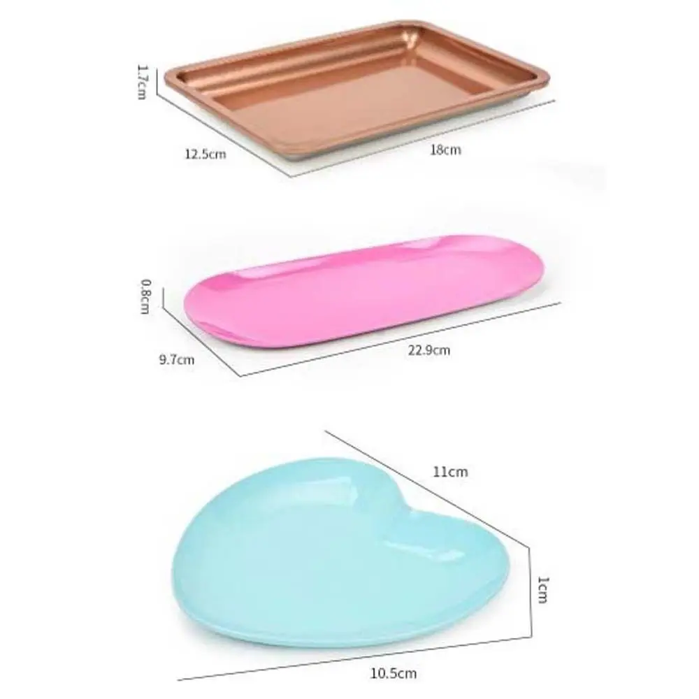Storage Tray Stainless Steel Nail Tool Storage Tray Solid Color Ellipse Square Shape Nail Art Tools Storage Plate Love Heart Shape