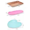 Stainless Steel Nail Tool Storage Tray Solid Color Ellipse Square Shape Nail Art Tools Storage Plate Love Heart Shape 6