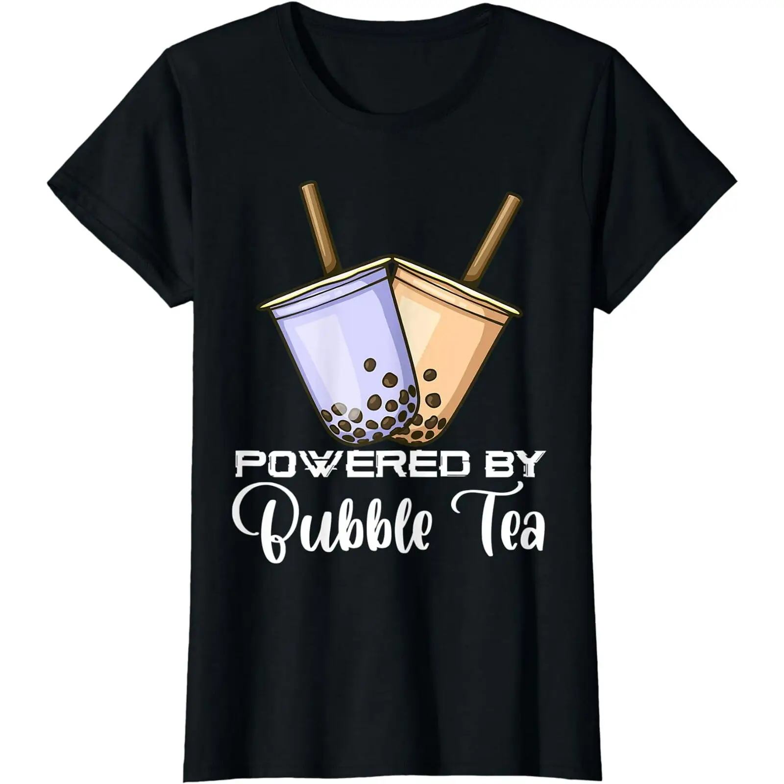 Alimentato Da Bubble Tea Boba Tapioca Pearl Drink Cold Milk Tea T-Shirt