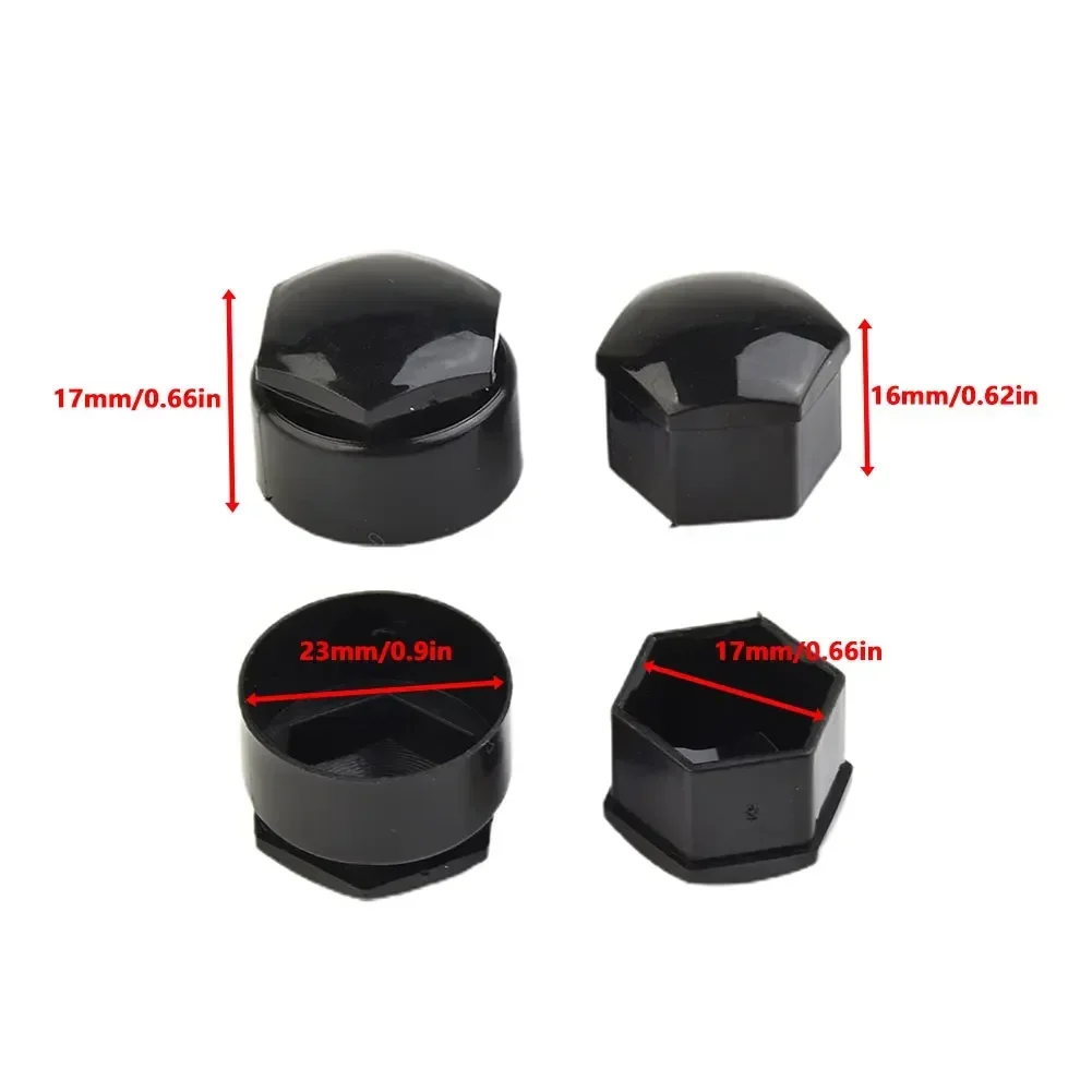 17 MM Black Wheel Nut Bolt Trim Studs Cover Cap For Opel For BMW Plastic Car Wheel 17MM 0.66in Bolts Or Nut 24pcs