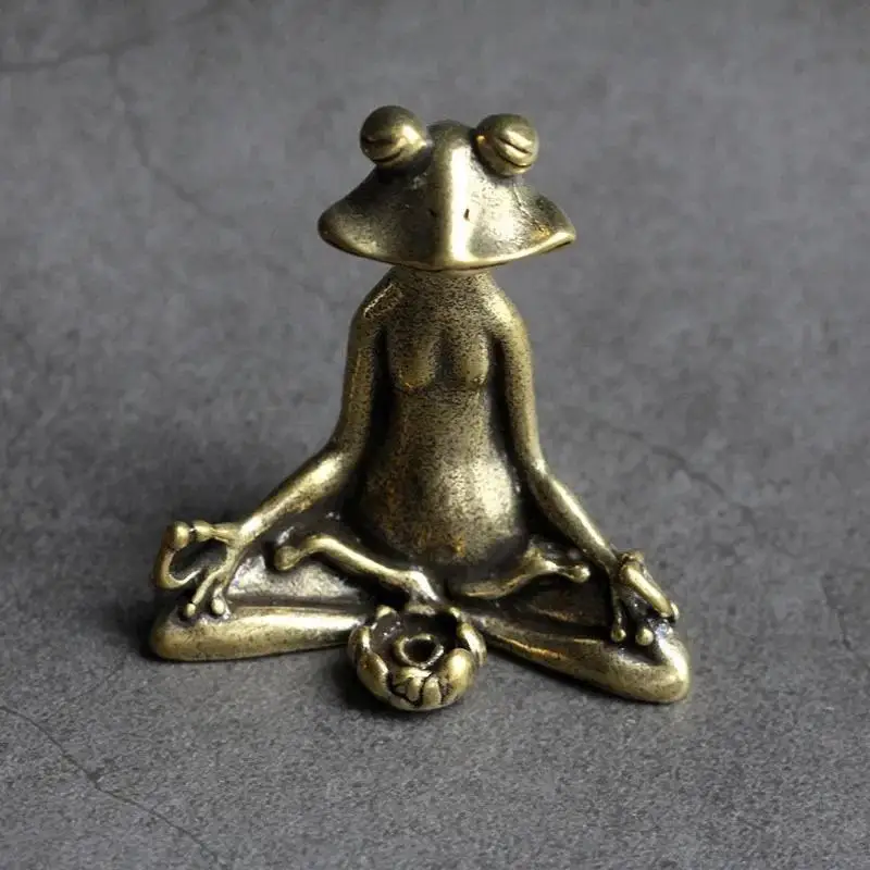 Retro Copperware Incense Socket Zen Frog Ornaments Solid Pure Copper Frog Tea Pet Incense Holder Ornaments Home Decorate