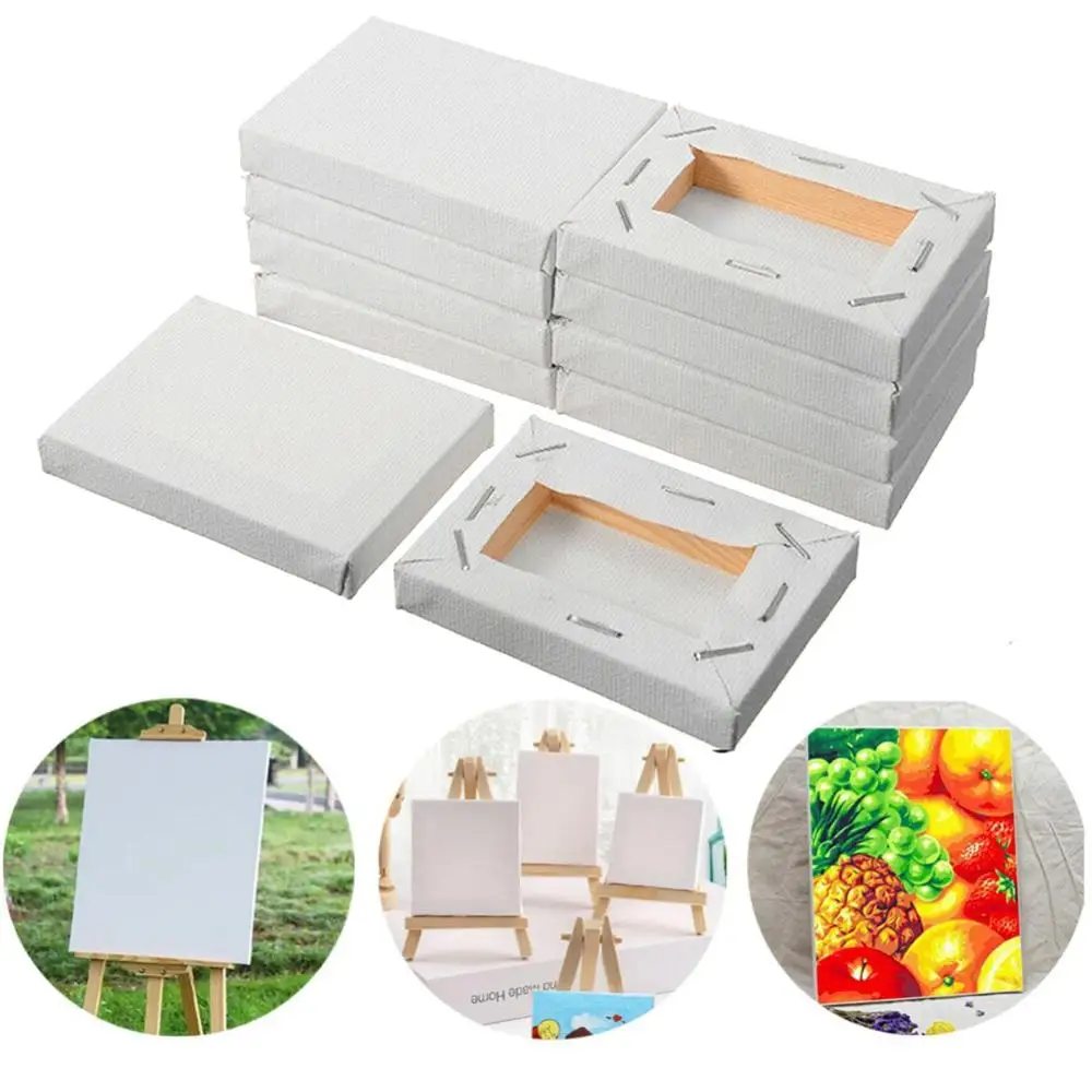 10pcs Mini Stretched Blank White Wooden Frame Oil Paint Board Artist Canvas Painting Supplies images - 6