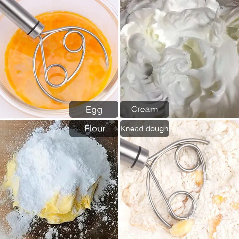 Danish Dough Whisk Stainless Steel Dutch Style Bread Dough Hand Mixer Kitchen Baking Tools