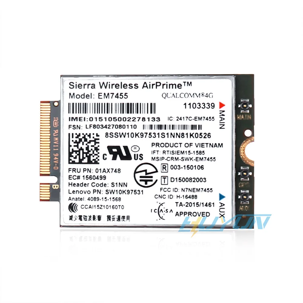 

EM7455 FRU 01AX748 LTE 3G 4G Tarjeta de Thinkpad X1 carbono 5-го поколения X270 T470 T470S T470P t570 L570 L470 P51 P71