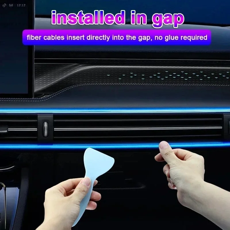 RGB car interior atmosphere light strip 5M app-control ambient LED USB fiber optic lamp for auto DIY universal fit