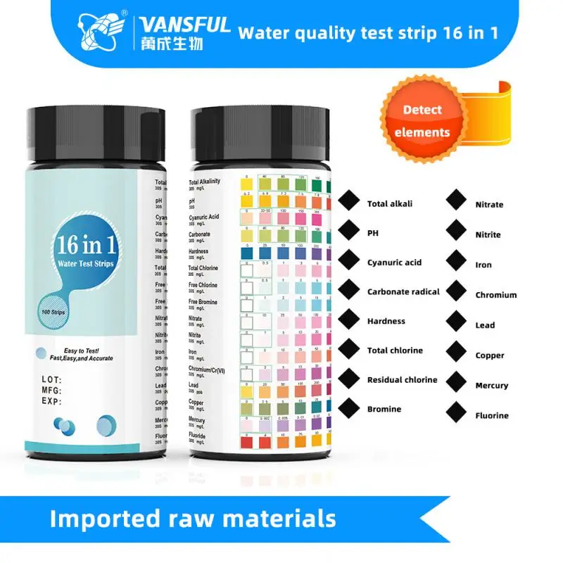 

Drinking Water Test Kit Test Strips for Aquarium, Pool, Spa, Well & Tap Water