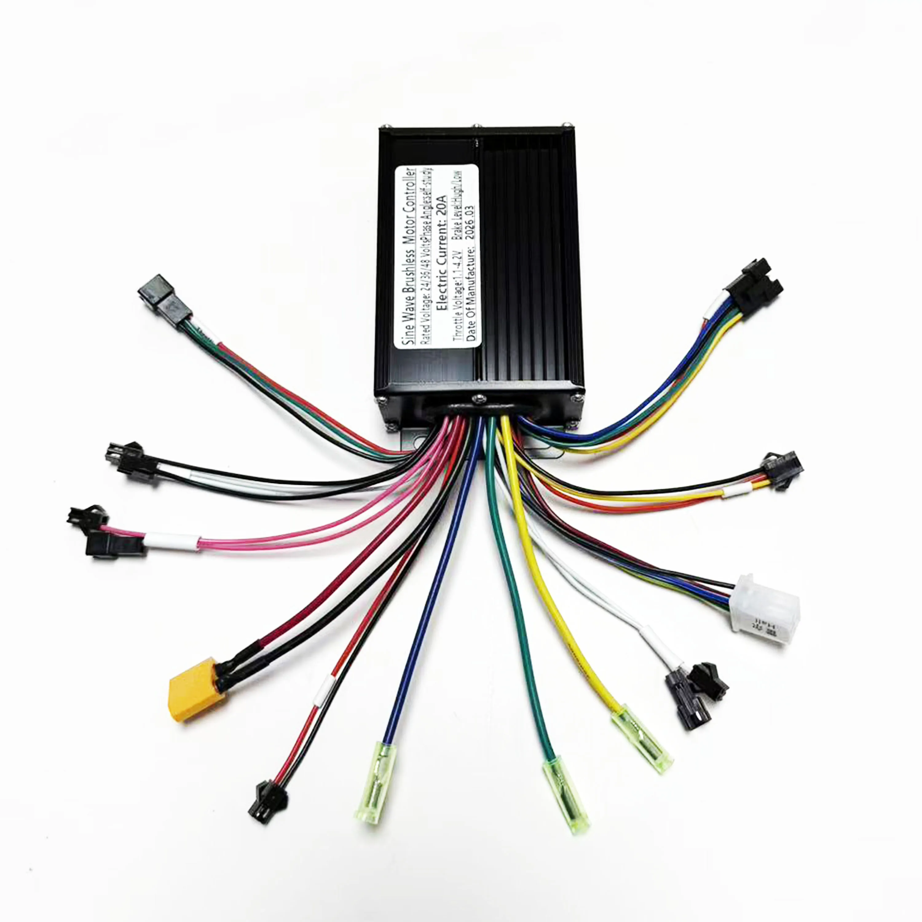 24V/36V/48V 20A 정현파 브러시리스 모터 컨트롤러 350W/500W (UART No.2 프로토콜 S866 TF-100 SW900 계기판 e-스쿠터용)
