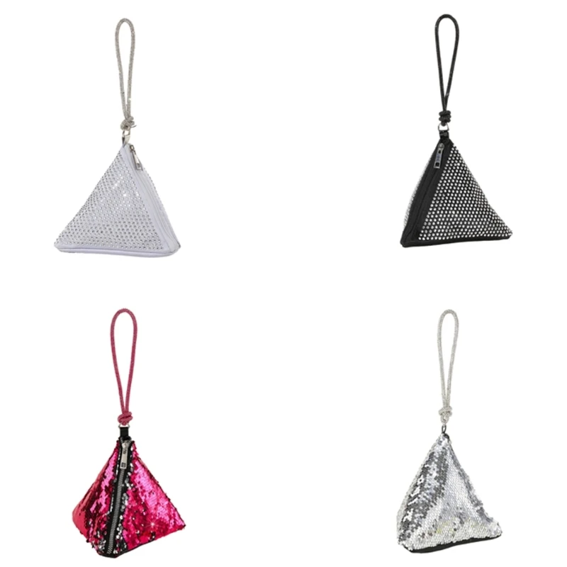 

Женские треугольные вечерние сумки, универсальный клатч на запястье, сумочка для коктейля, блестящий клатч со стразами