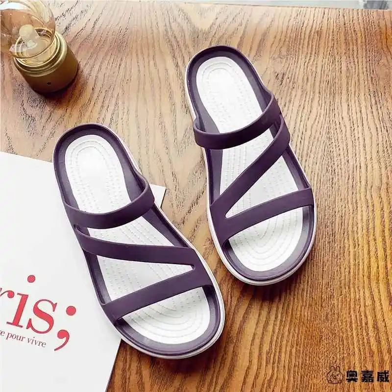 Waterproof Women's Slippers Summer Versatile Anti-slip Soft Bot Pregnancy Home Beach oes Rainy Day Sandals Flat Heel Dai...