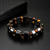 Hot selling men's tiger eye stone bracelet men's bracelet fashion bead black stone elastic bracelet