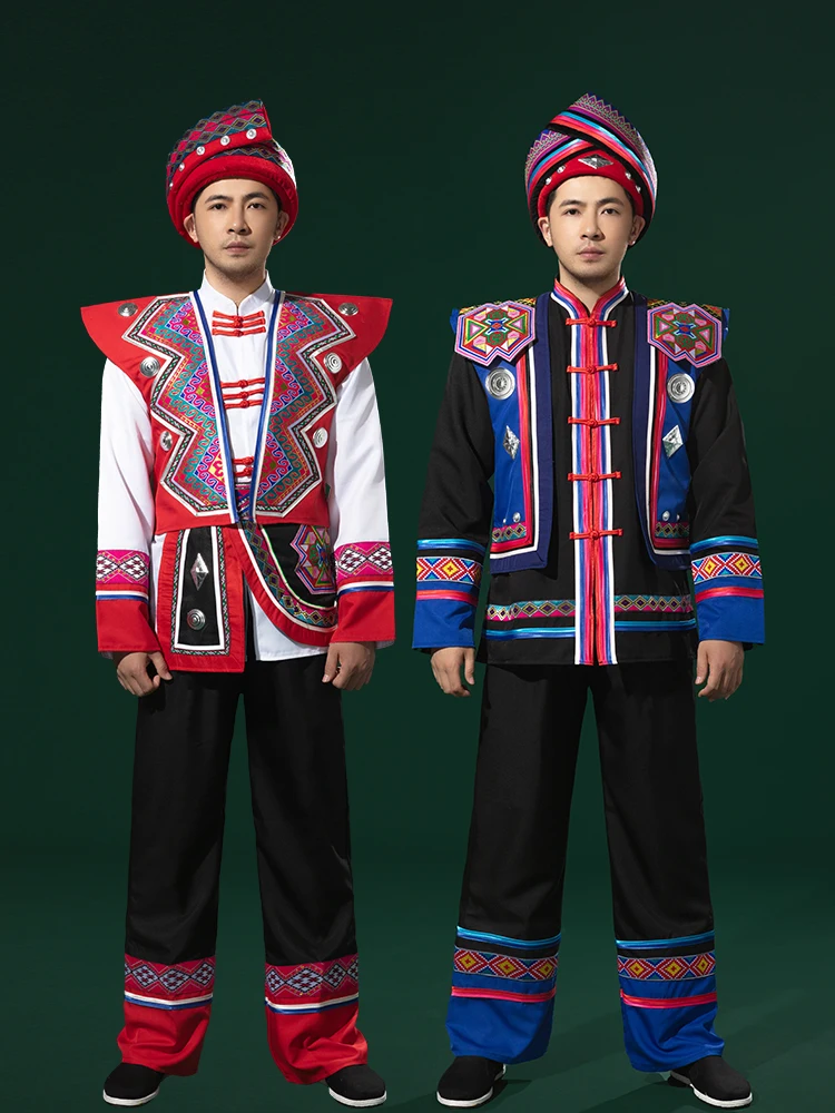 

Этнический костюм мужской Guizhou Miao Yi Dong Yunnan Bai Tujia Yao, сценические костюмы