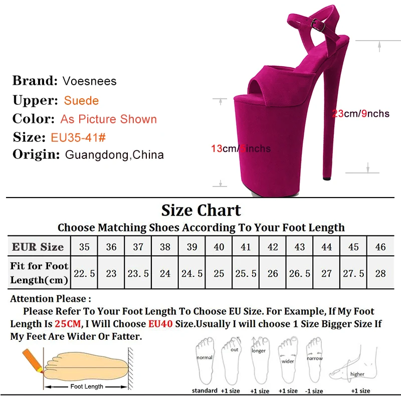 Heel 23cm Suede Modern Sandals Sexy Pole Dancing Shoes Nightclub High Heels Professional Waterproof Platform Sandals Party Shoes