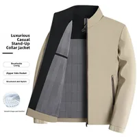 Spring Autumn Busin Casual Stand Collar Jaet Men Middle Aged And ly Dad Clothes ket Zipper Loose Outerwear