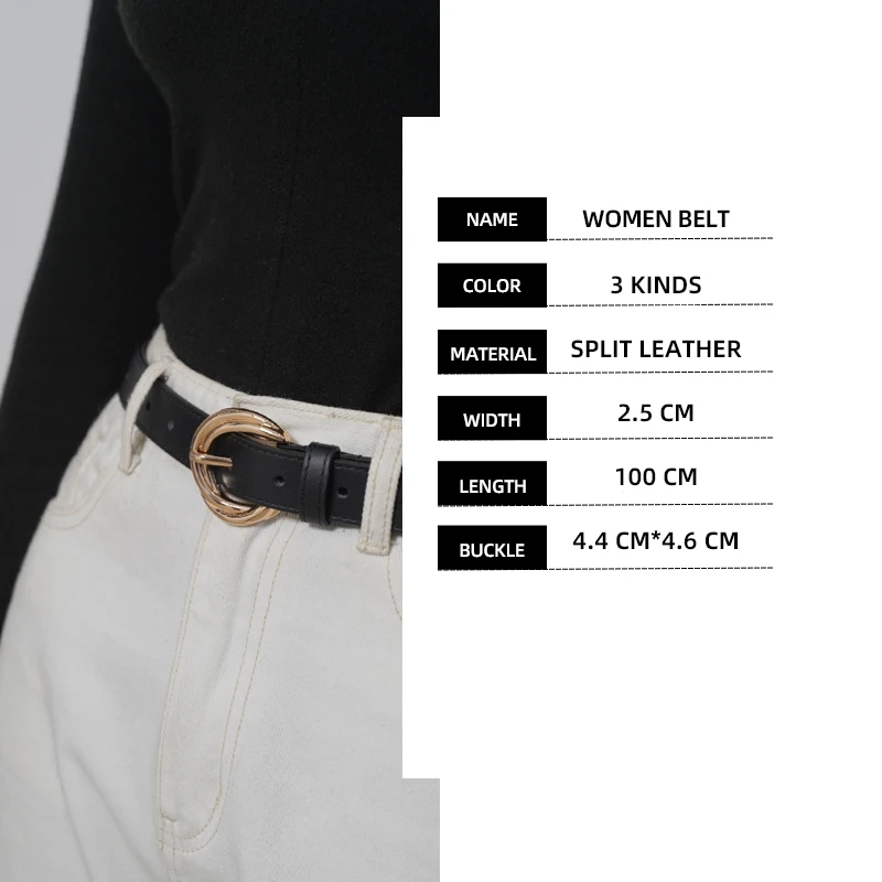 25mm classic stylish split leather belt for women