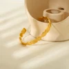 Stylish Gold Plated Stainless Steel Geometric Hammered Eeffect Open Bangle Unique Women Waterproof Jewelry 6