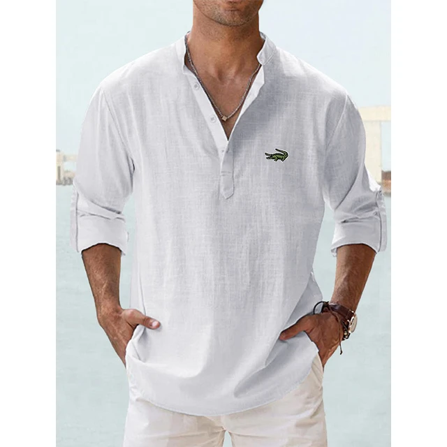 Men's Long Sleeved Linen Shirt, Cotton And Linen Casual Shirt, S-5xl Top