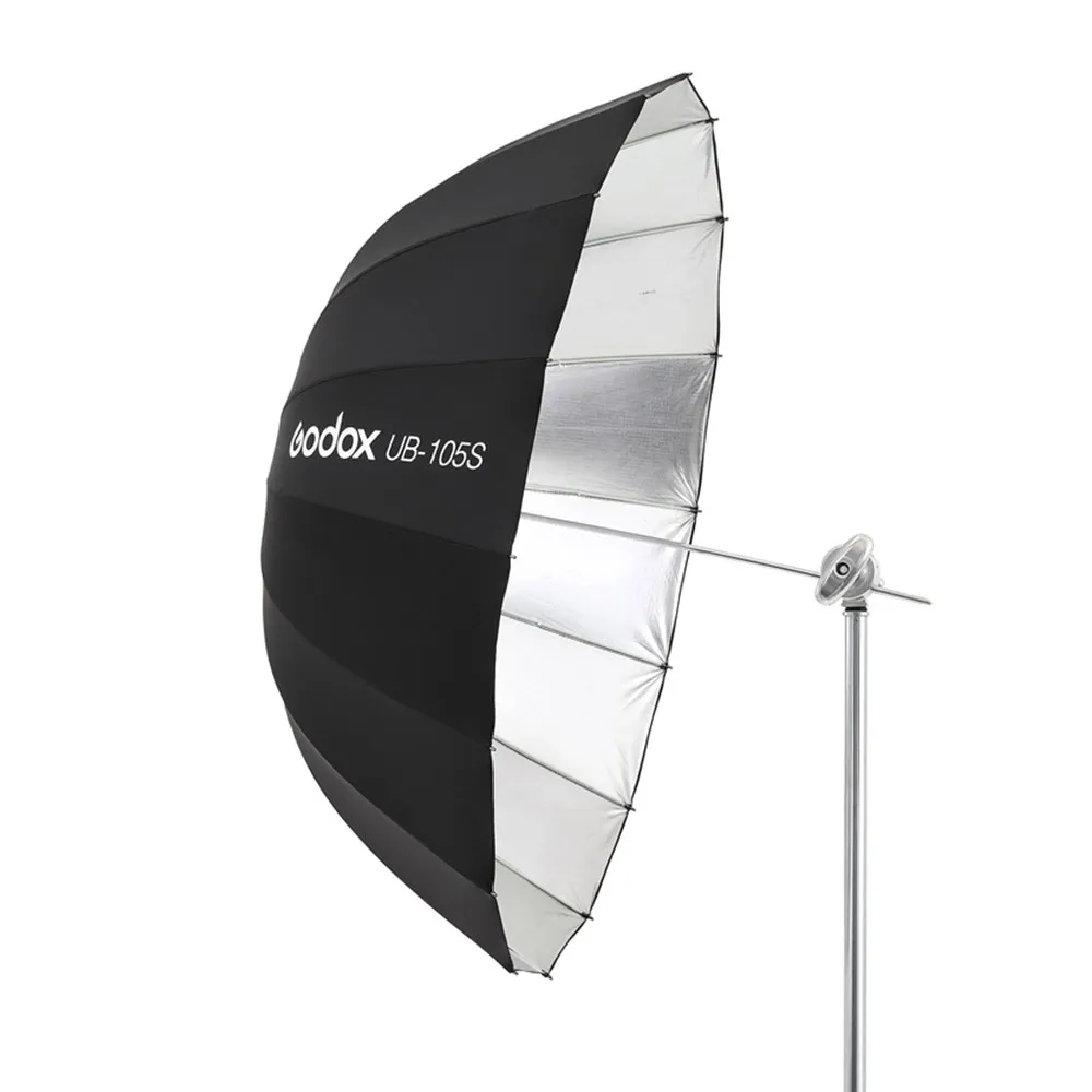 Godox UB-105S 41 인치 105cm 포물선 검정색 반사 우산 스튜디오 라이트 우산, 블랙 실버 디퓨저 커버 천 포함