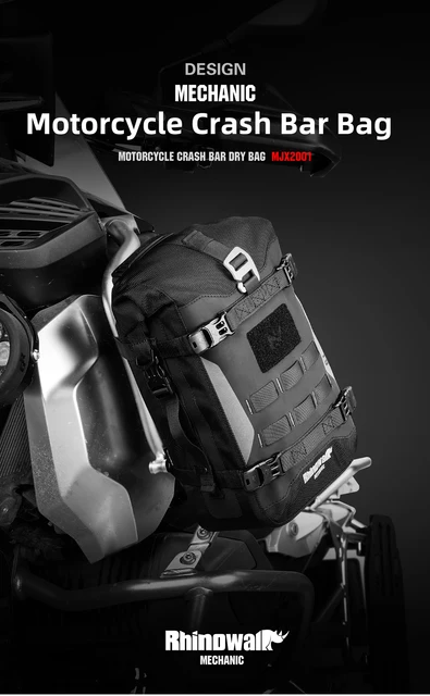 Borsa Paraurti Moto Rhinowalk 6L Impermeabile - Borsa Laterale Con Sistema MOLLE, Nero - Foto 9