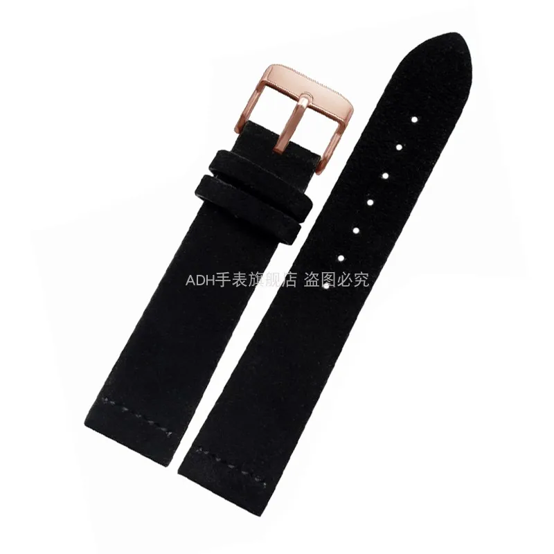 Vintage Frosted Leather Watch Strap with Suede Soft Bracelet - 20mm
