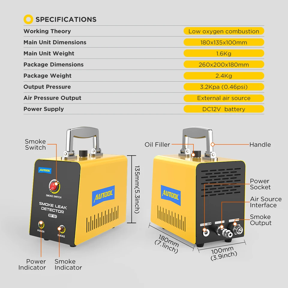 AUTOOL SDT101 Car Smoke Leak Detector Tester