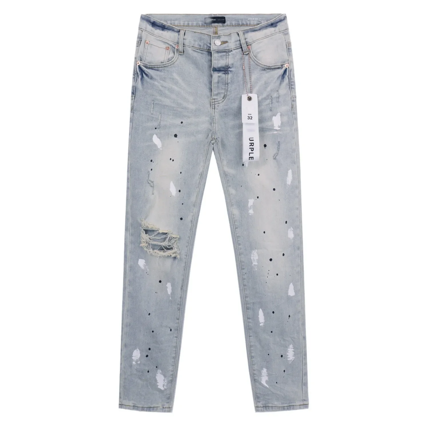Autumn and winter Korean version of  men's clothing blue ripped micro-elastic jeans men's small feet and trousers 5