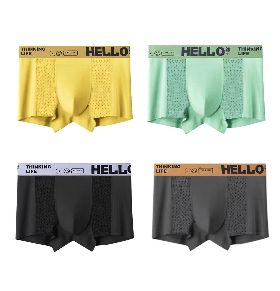 3Pcs Männer Höschen BoxerShorts Mann Unterwäsche Boxer Eis Seide Atmungsaktives Mesh Antibakterielle Männliche Unterhose Sexy Herren Shorts Briefs – Detail 11