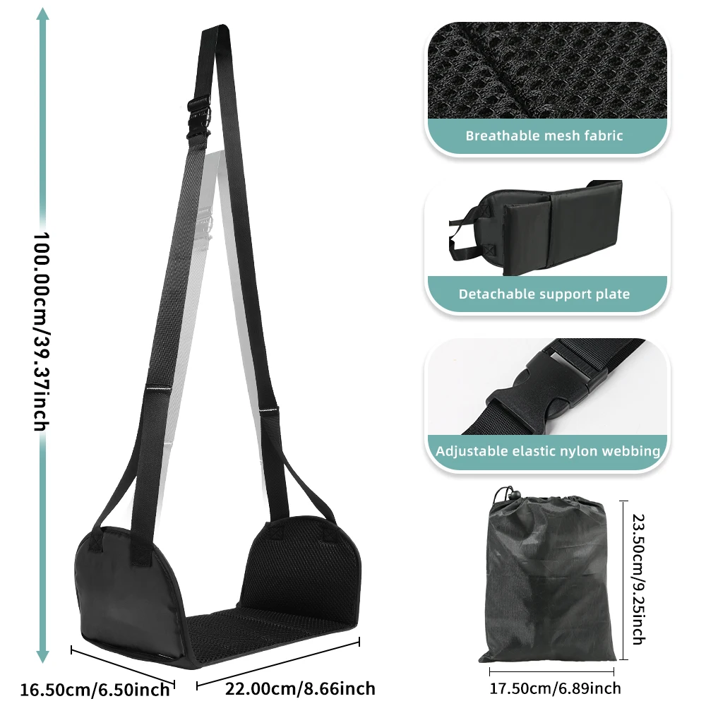 Newest Airplane Foot Hammock Airline Foot Rest With Removable Pad Adjustable Strap Foot Hammock With Menory Foam For Travel 2