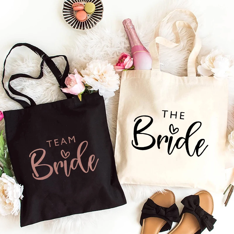 Shopping Bag, Tote Bags Team Bride Graphics Girls Single Farewell Bachelorette Party Tote Harajuku Shopping Bags Lady EVJF Shoulder