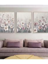  Diamond Painting Pink White Flowers 3 Pieces Full Diamond Embroidery Cross Stitch Mosaic Art DIY Home Decor Gift Triptych 