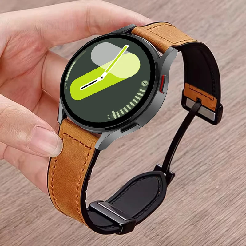 Magnetic Leather Silicone Strap with Classic Bracelet Design - 20mm/22mm Option