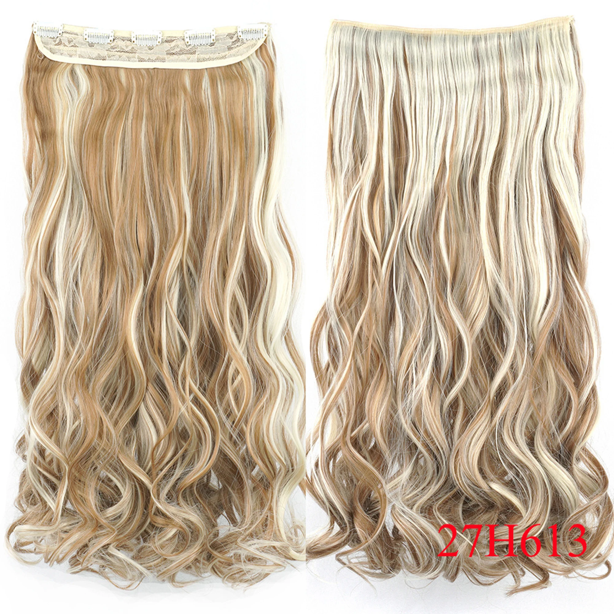 28'' 160g Capelli sintetici lunghi spessi ondulati grigi Clip in estensioni per capelli Un pezzo Capelli sintetici Clip in estensioni per donne_voghion.com
