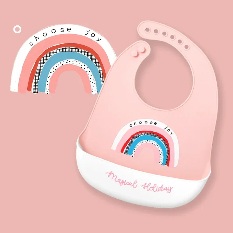 Waterproof Baby Bibs Baby Stuff Cute Cartoon Animal Printed Kids Bib Girl Boy Adjustable Soft Silicone Bib Baby Feeding Stuff 4