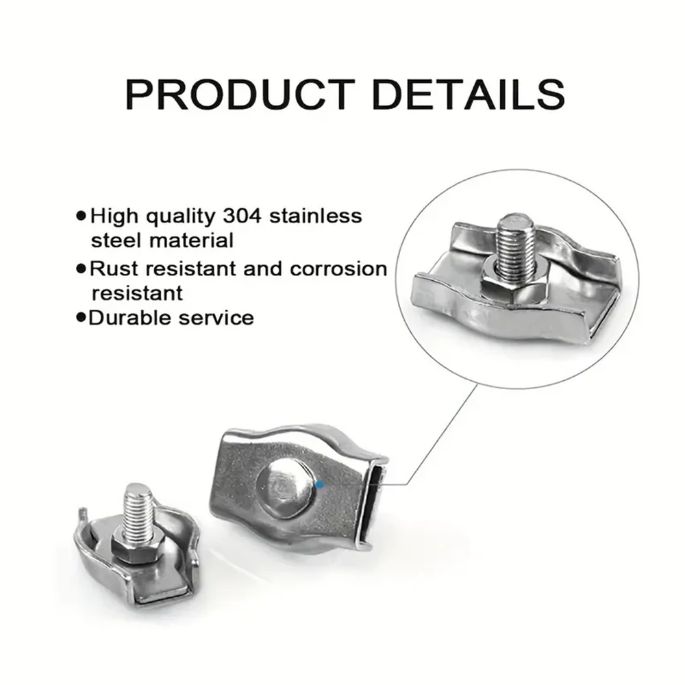 Clamps 1-10pcs Stainless Steel 304 Cable Wire Rope Fixing Clip M2-M3-M4-M5-M6-M8