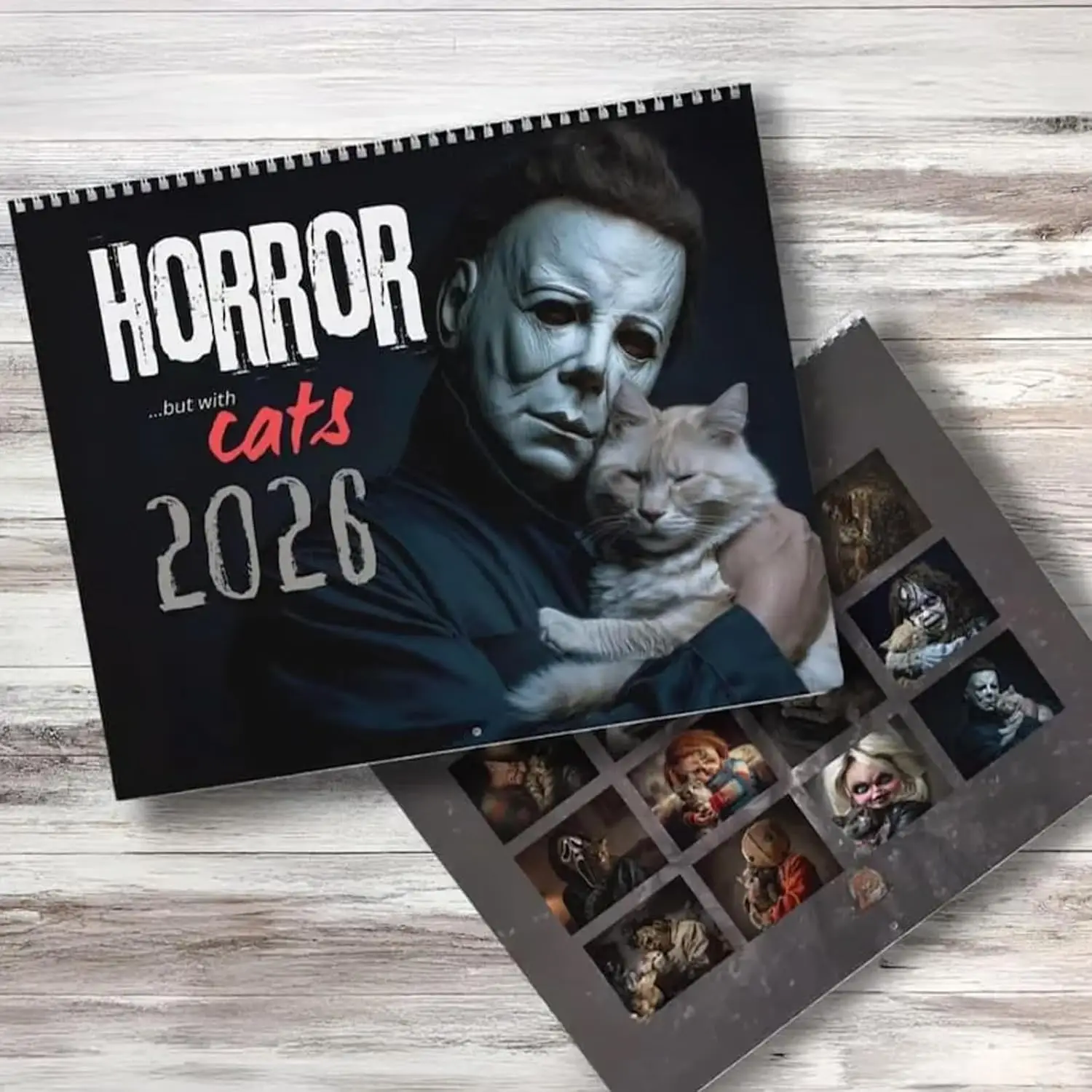 Annual Dark And Cute Pet Guide Terrifying Moments 2026 Calendar A Double Blow of Horror Atmosphere And Healing Cat Style