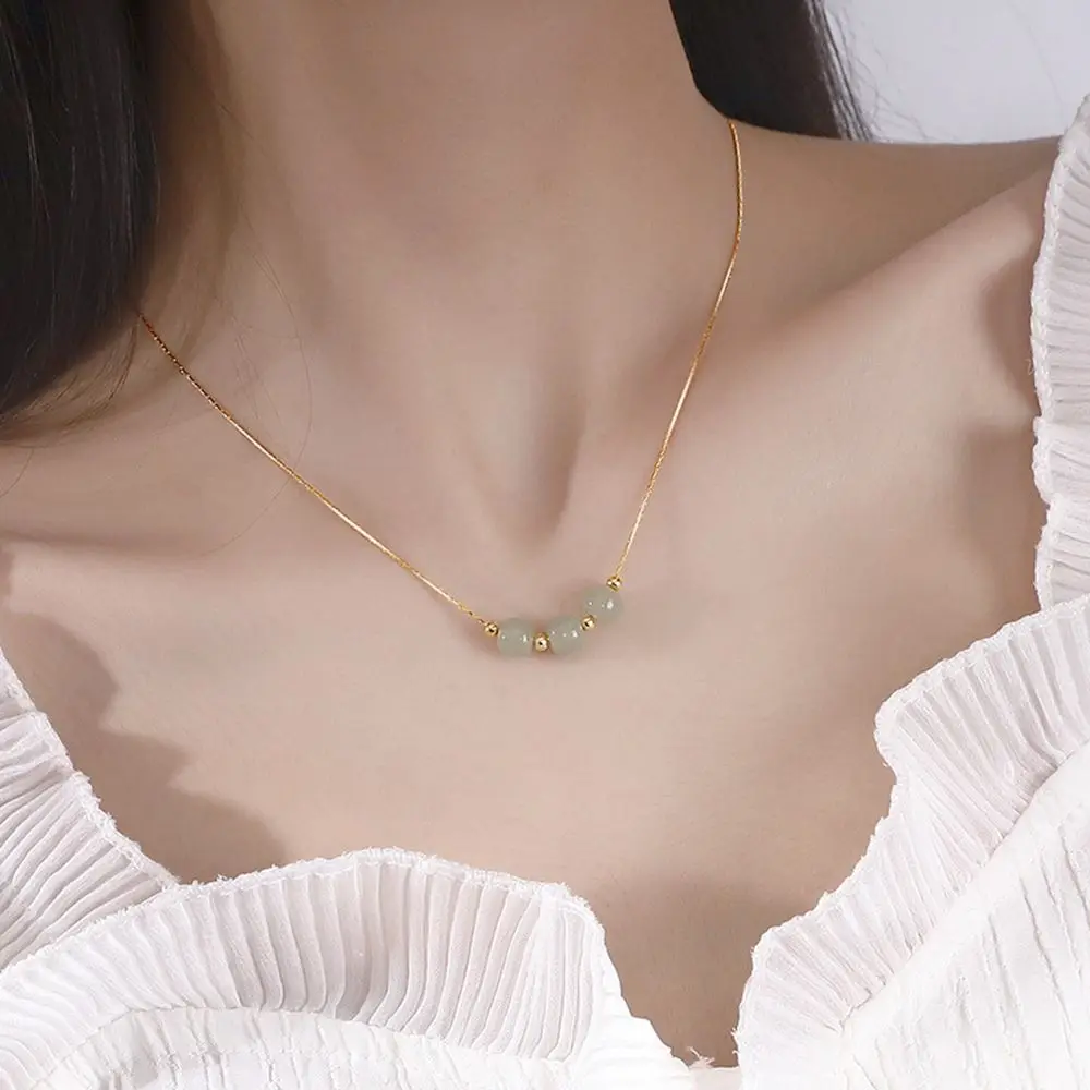 

Antiquity Longevity Lock Women Jewelry Gift Vintage Korean Style Jewelry Female Necklace Hetian Jade Necklace Clavicle Chain